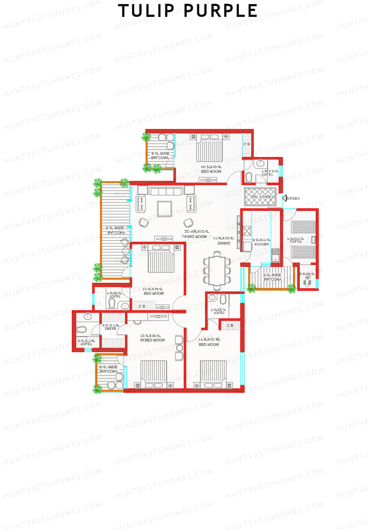 Tulip Purple Tower B1 Unit 4 Floor Plan