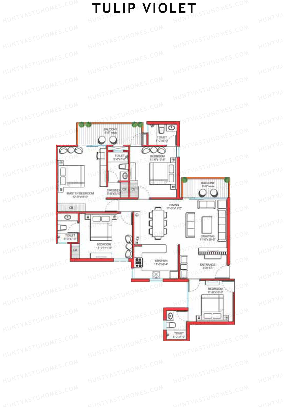 Tulip Violet Tower A1 Unit 1 Floor Plan