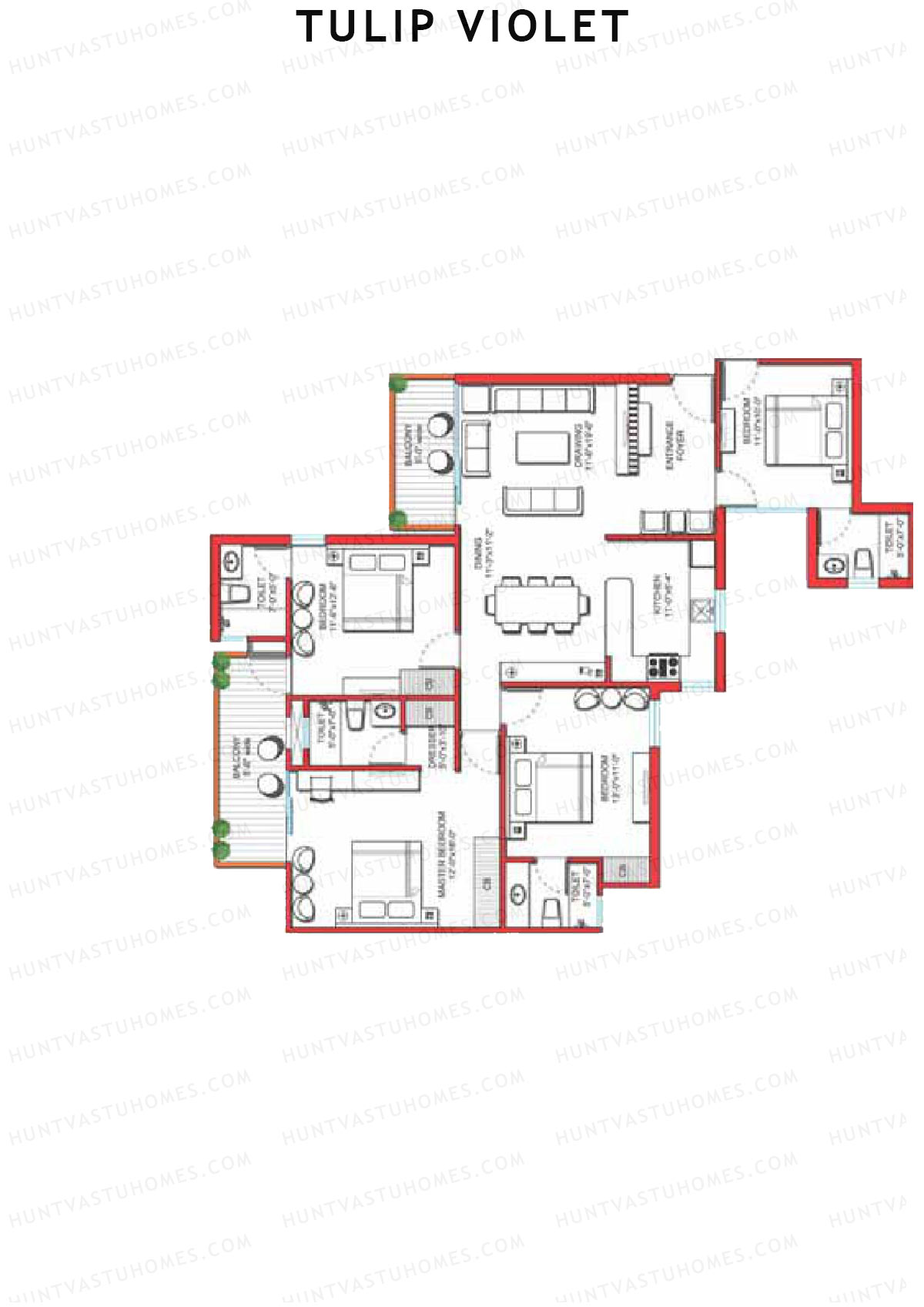 Tulip Violet Tower A6 Unit 3 Floor Plan