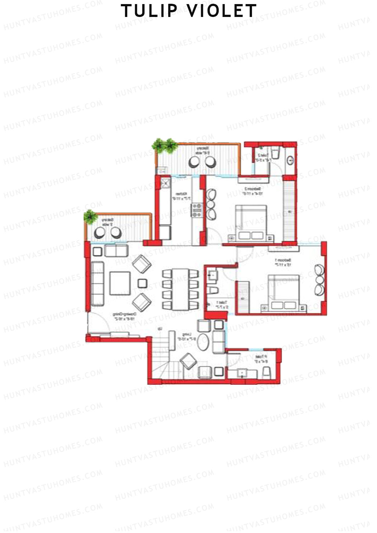 Tulip Violet Tower B10 Unit 2 (Penthouse) Floor Plan