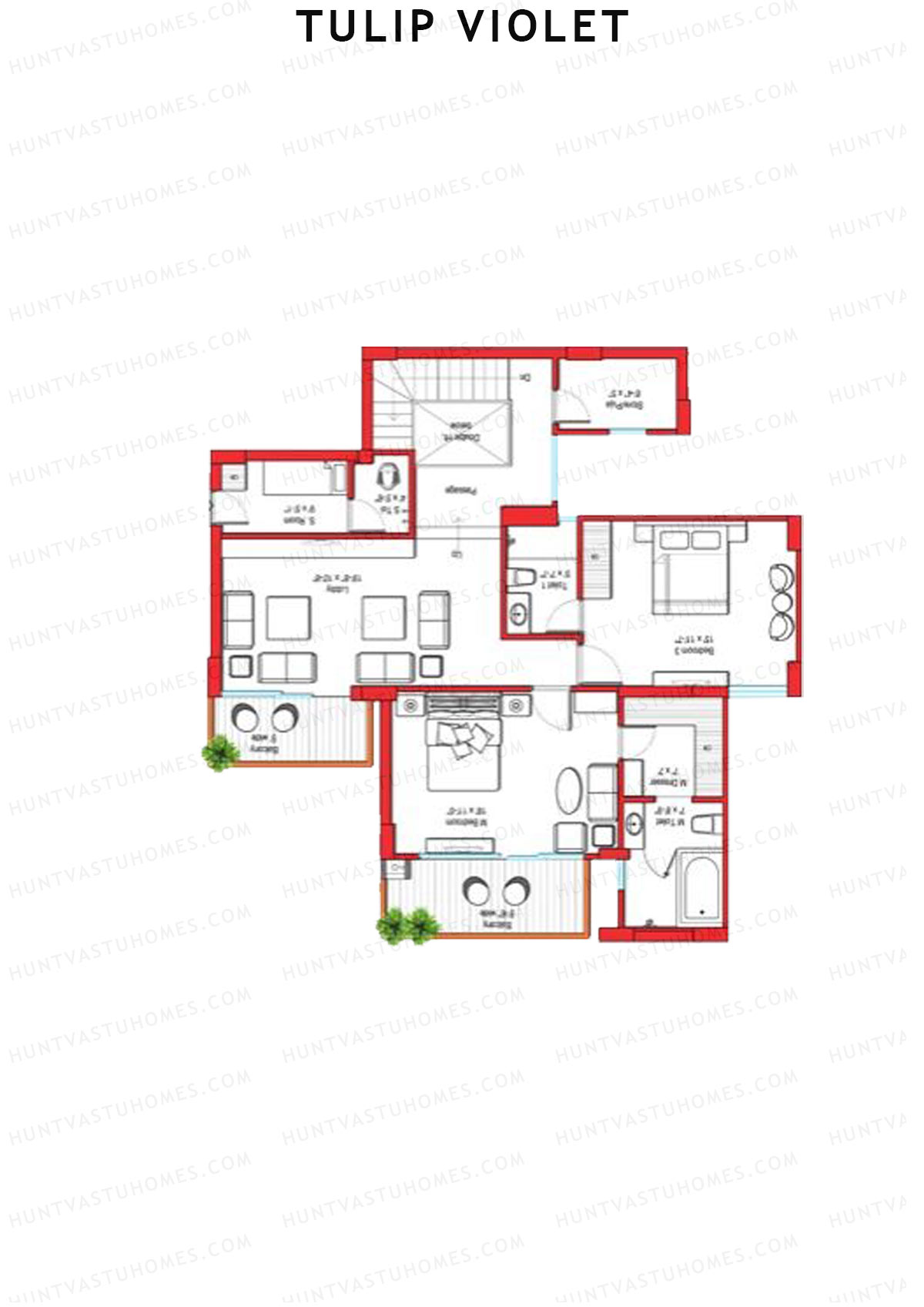 Tulip Violet Tower B21 Unit 3 (Penthouse) Floor Plan