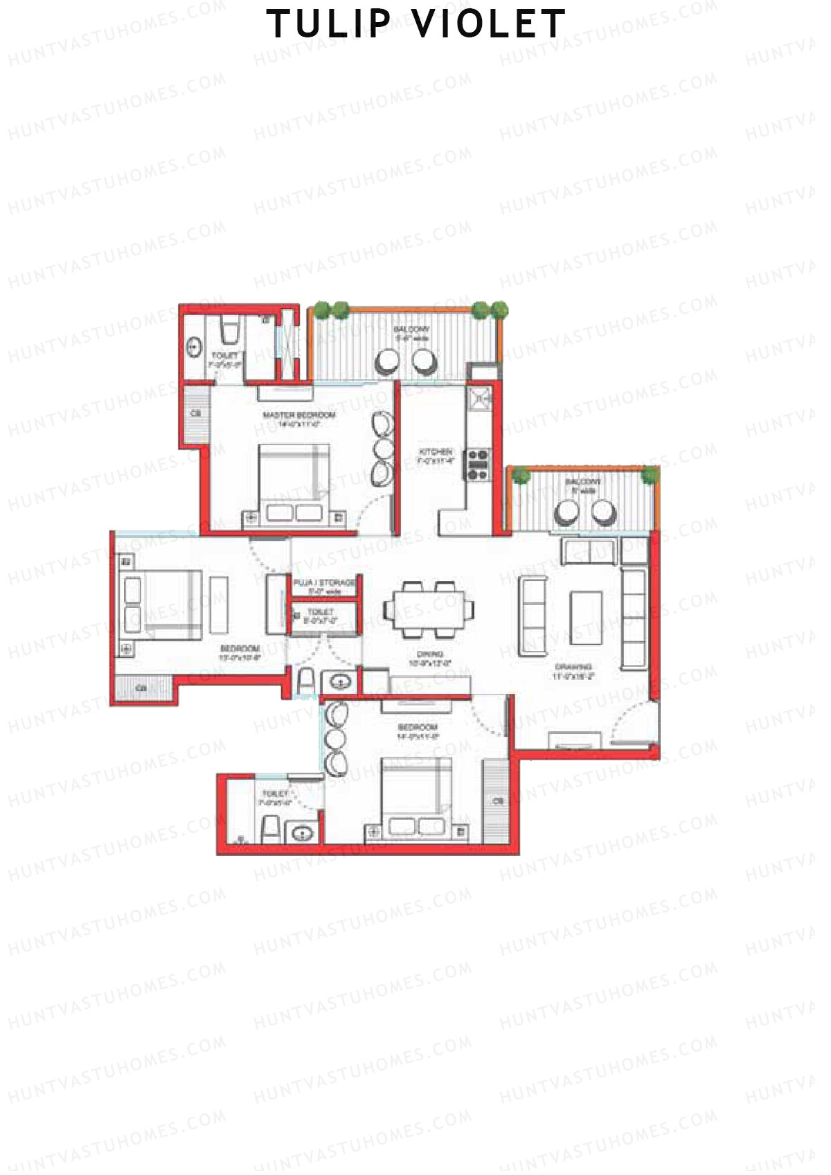 Tulip Violet Tower B2 Unit 1 Floor Plan