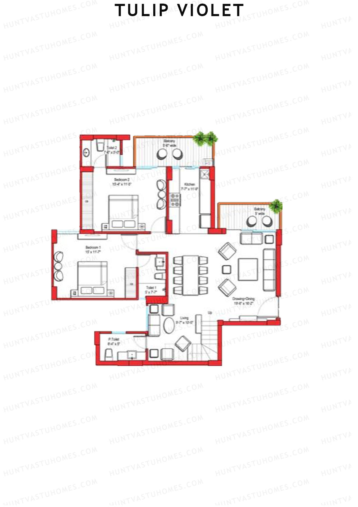 Tulip Violet Tower B2 Unit 1 (Penthouse) Floor Plan