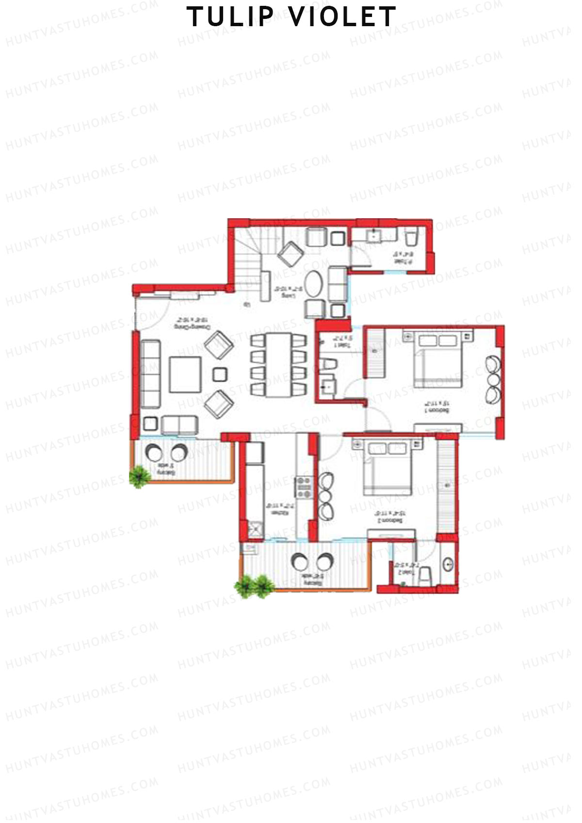 Tulip Violet Tower B2 Unit 3 (Penthouse) Floor Plan