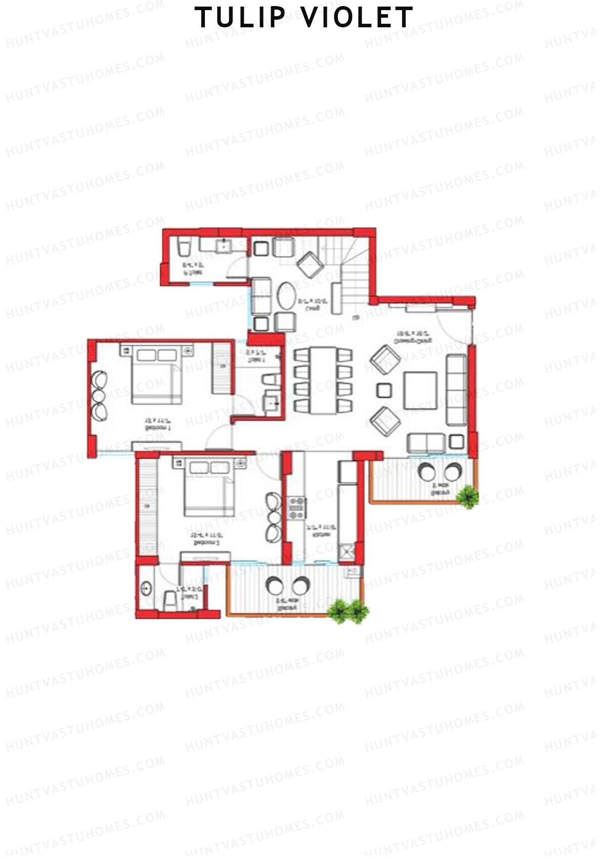 Tulip Violet Tower B2 Unit 4 (Penthouse) Floor Plan