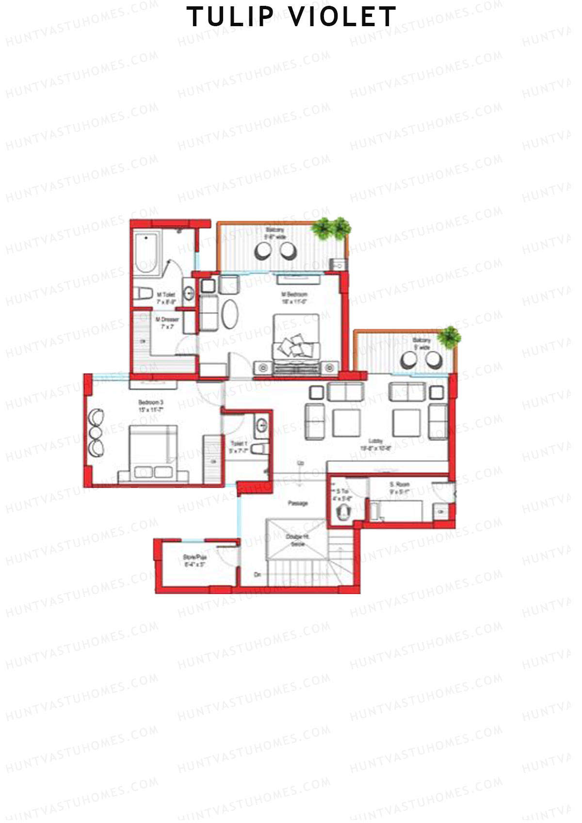 Tulip Violet Tower B7 Unit 1 (Penthouse) Floor Plan