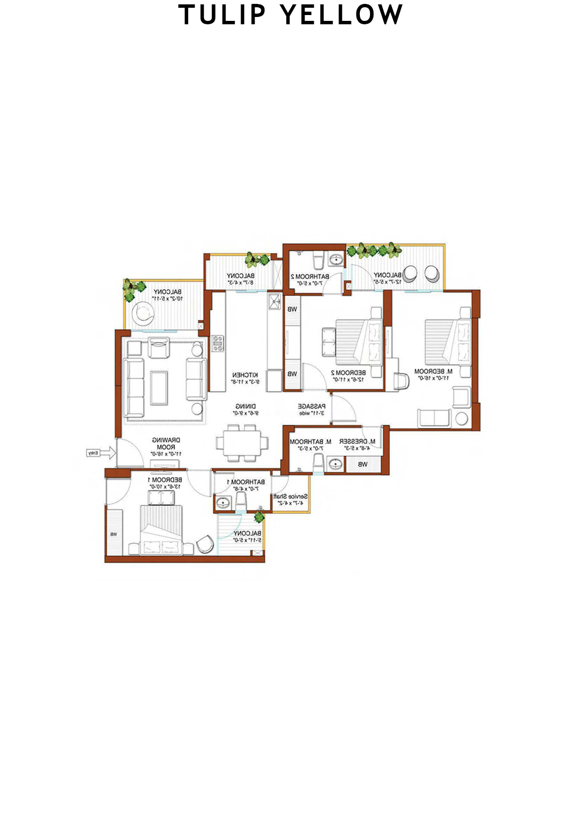 Tulip Yellow Tower A1 Unit 1 Floor Plan