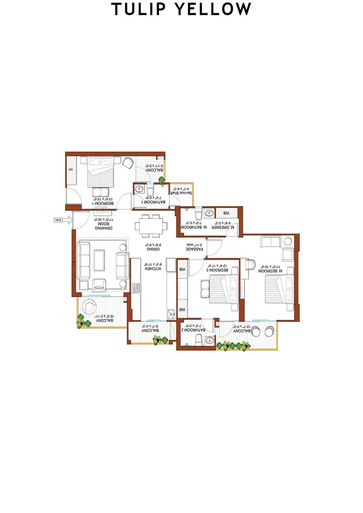 Tulip Yellow Tower A1 Unit 2 Floor Plan