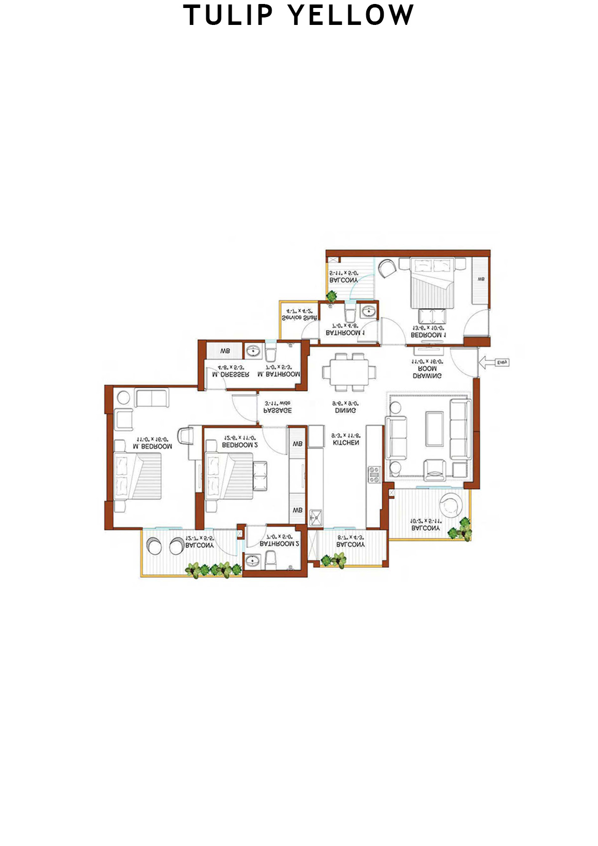 Tulip Yellow Tower A1 Unit 3 Floor Plan