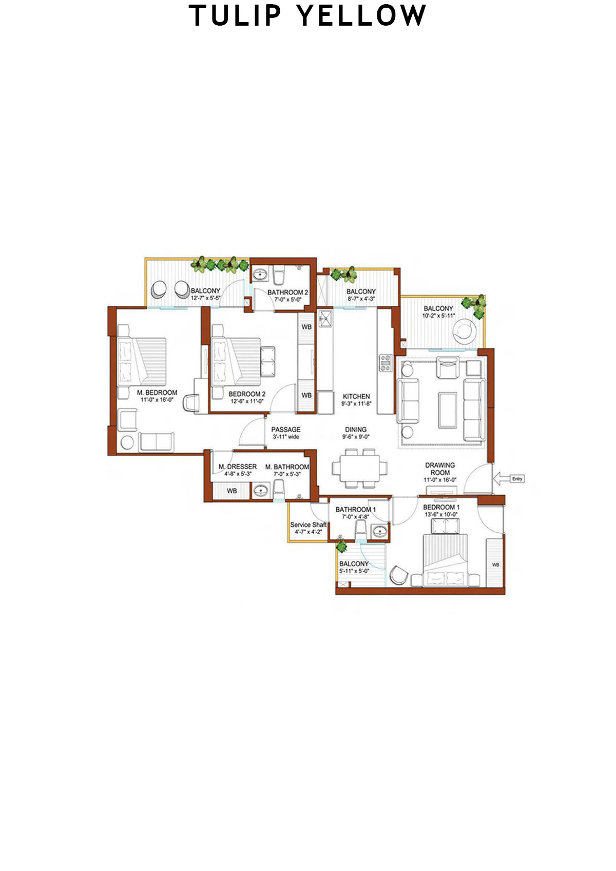 Tulip Yellow Tower A1 Unit 4 Floor Plan