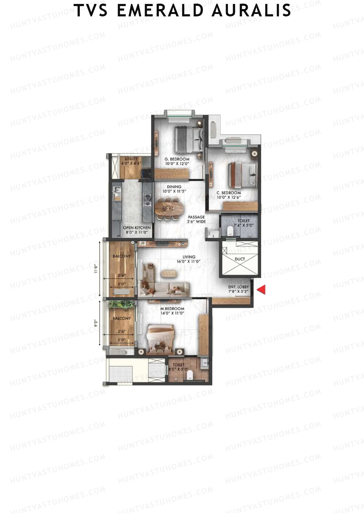 TVS Emerald Auralis Tower A Unit 4 Floor Plan