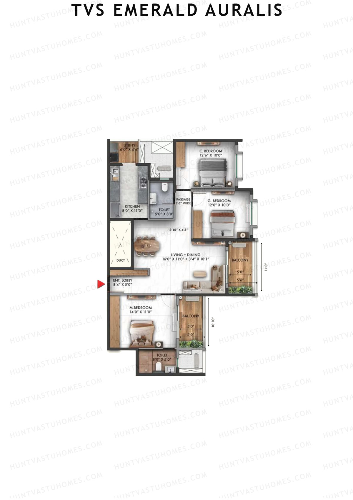 TVS Emerald Auralis Tower A Unit 5 Floor Plan