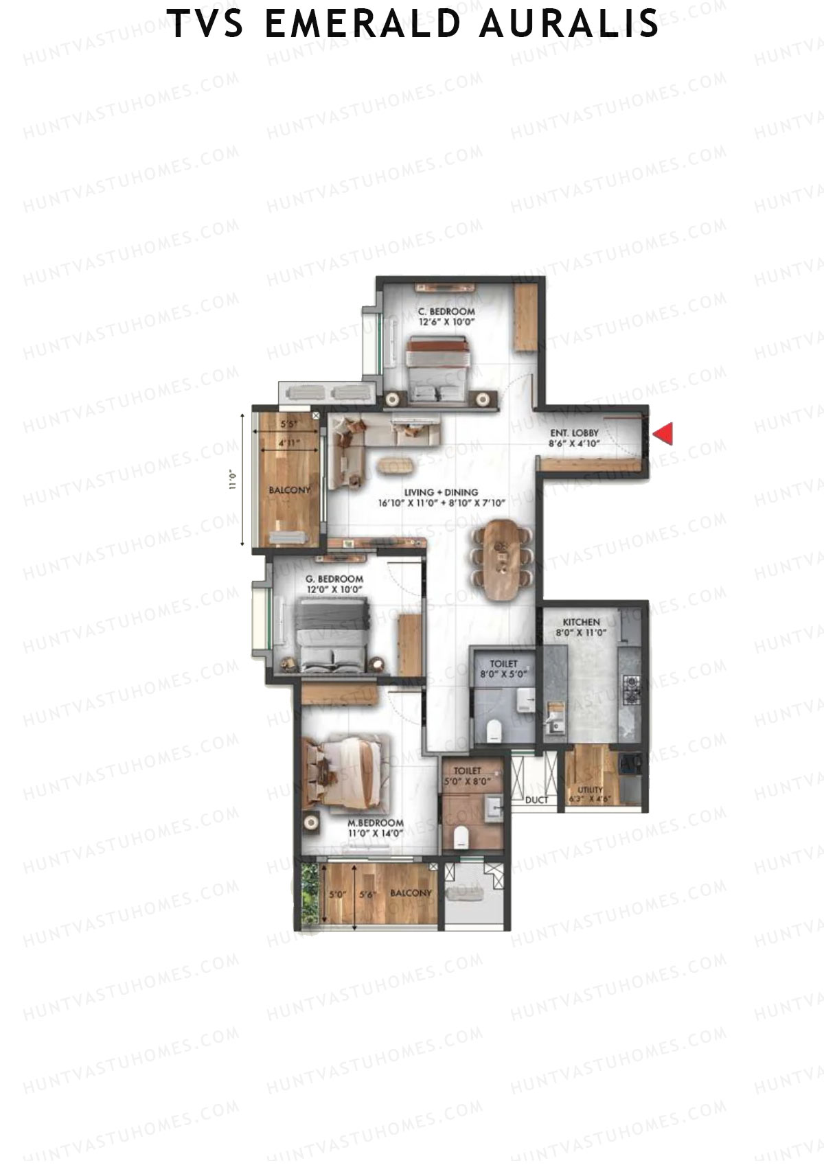 TVS Emerald Auralis Tower B Unit 2 Floor Plan