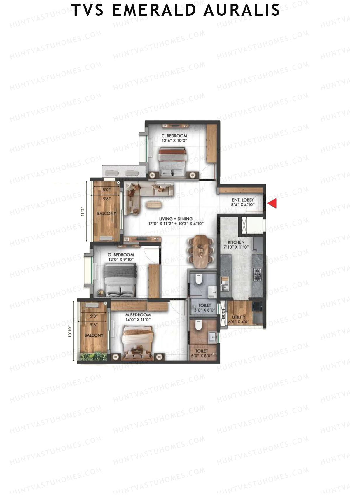 TVS Emerald Auralis Tower B Unit 3 Floor Plan