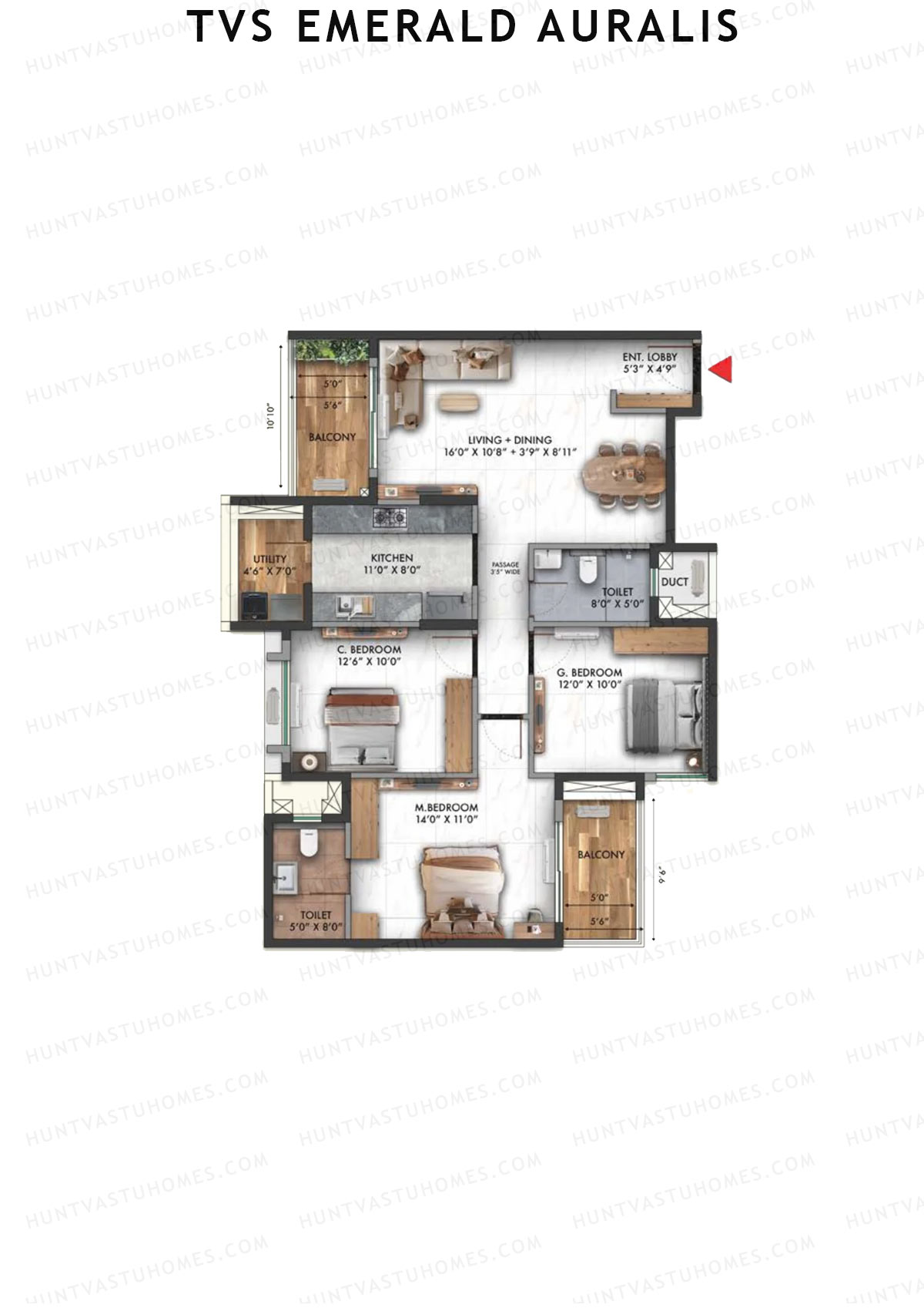 TVS Emerald Auralis Tower E Unit 4 Floor Plan