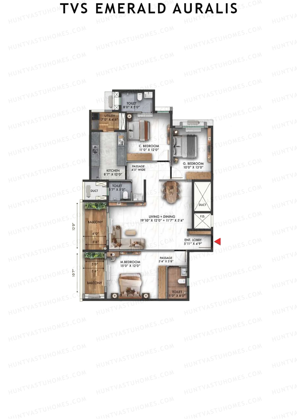 TVS Emerald Auralis Tower E Unit 6 Floor Plan