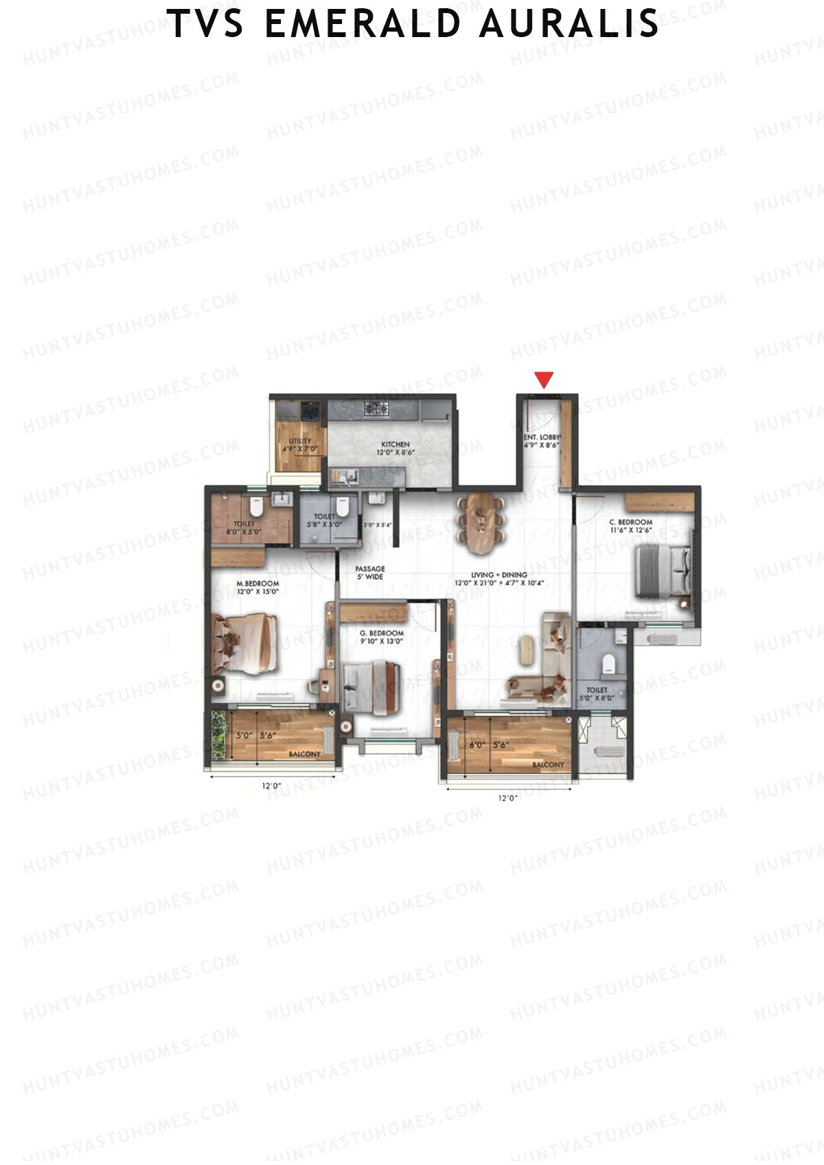 TVS Emerald Auralis Tower F Unit 2 Floor Plan