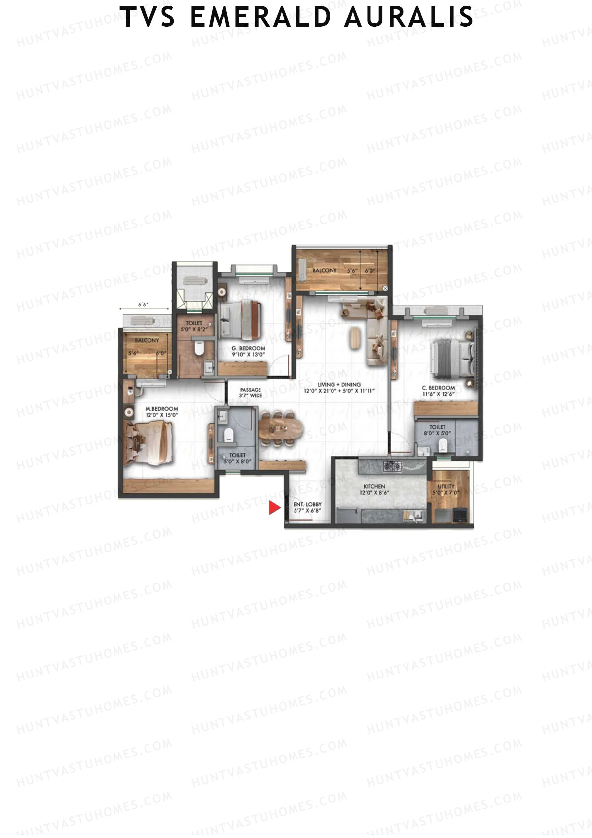 TVS Emerald Auralis Tower F Unit 5 Floor Plan