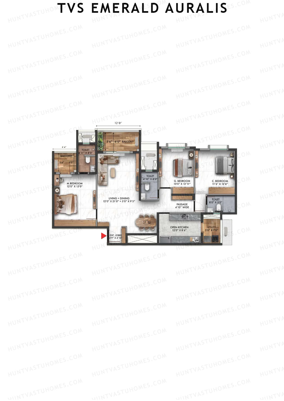 TVS Emerald Auralis Tower F Unit 6 Floor Plan