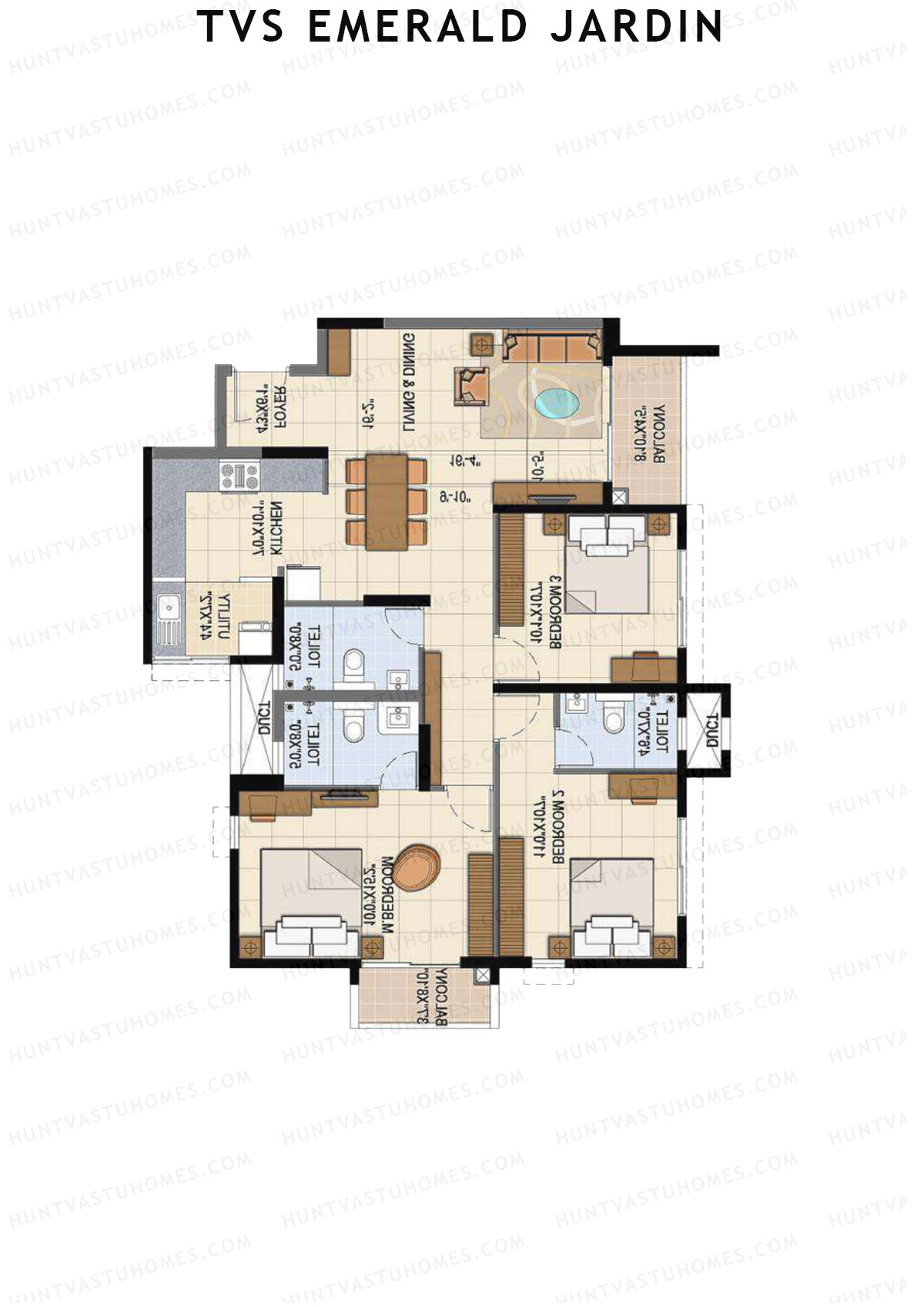 TVS Emerald Jardin Block A Unit 2 Floor Plan