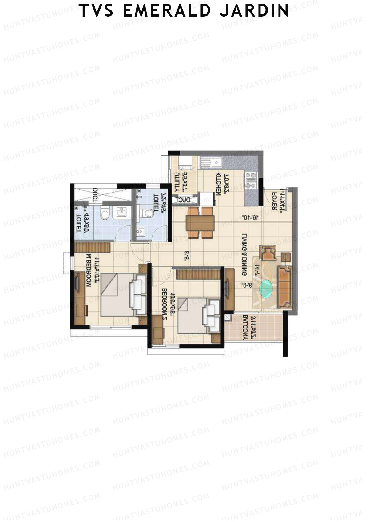 TVS Emerald Jardin Block A Unit 4 Floor Plan