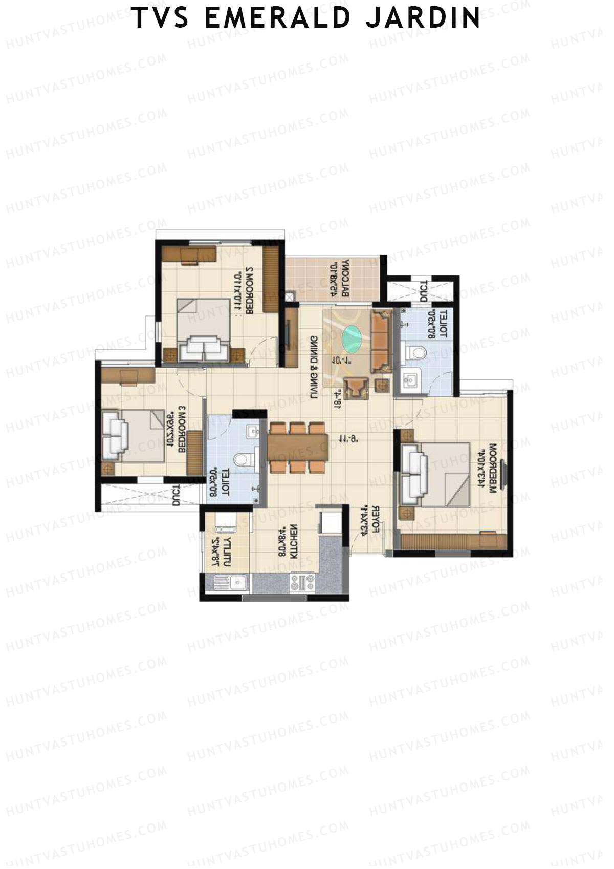 TVS Emerald Jardin Block A Unit 6 Floor Plan