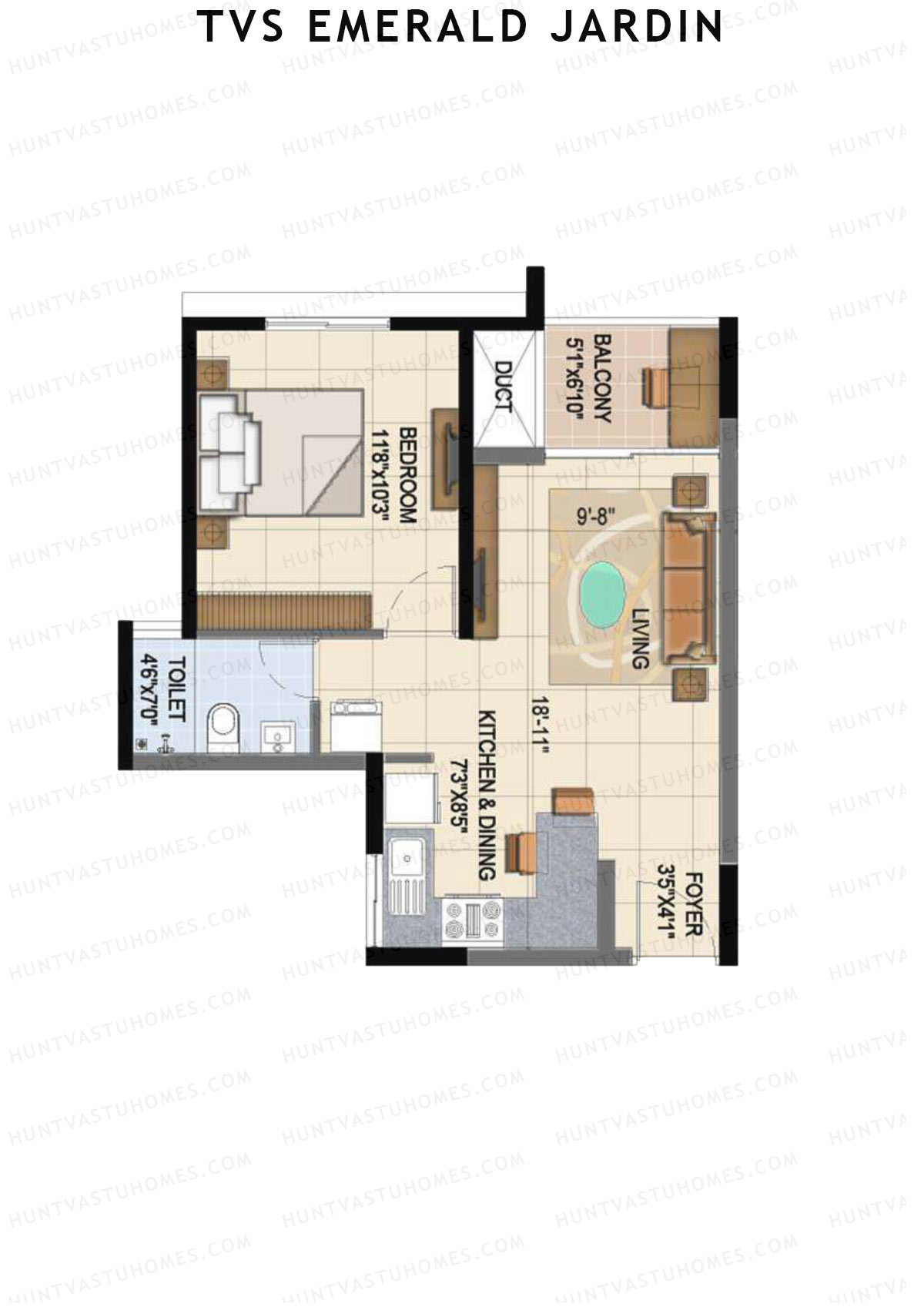 TVS Emerald Jardin Block A Unit 7 Floor Plan