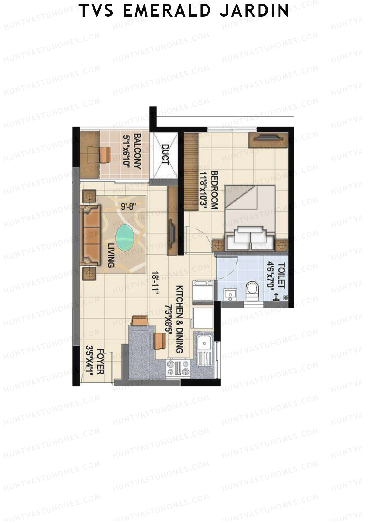 TVS Emerald Jardin Block A Unit 8 Floor Plan