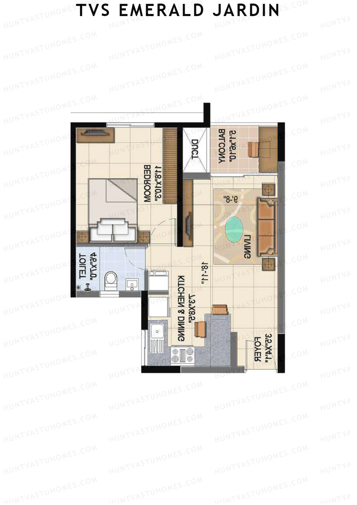 TVS Emerald Jardin Block A Unit 9 Floor Plan