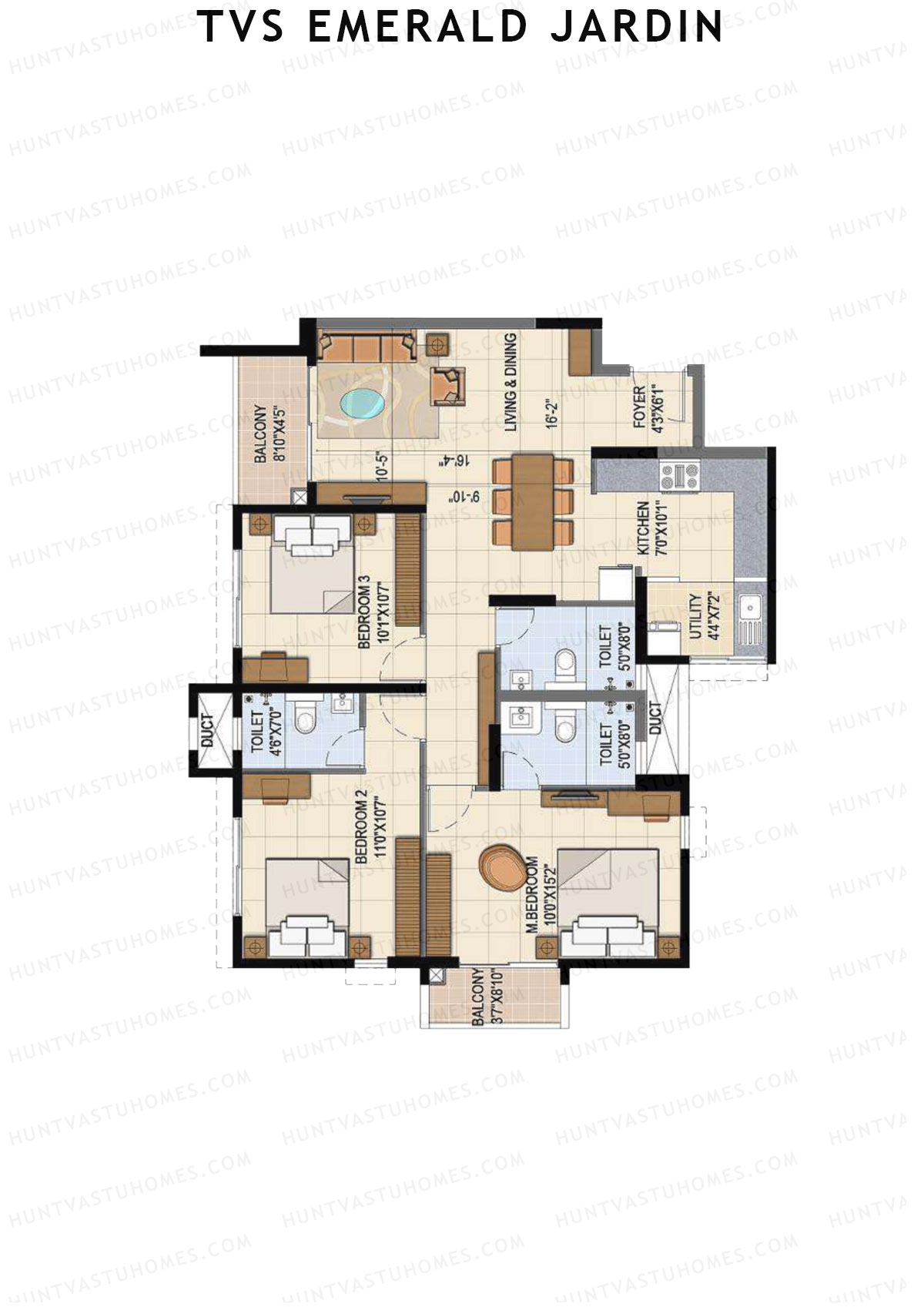 TVS Emerald Jardin Block B Unit 5 Floor Plan