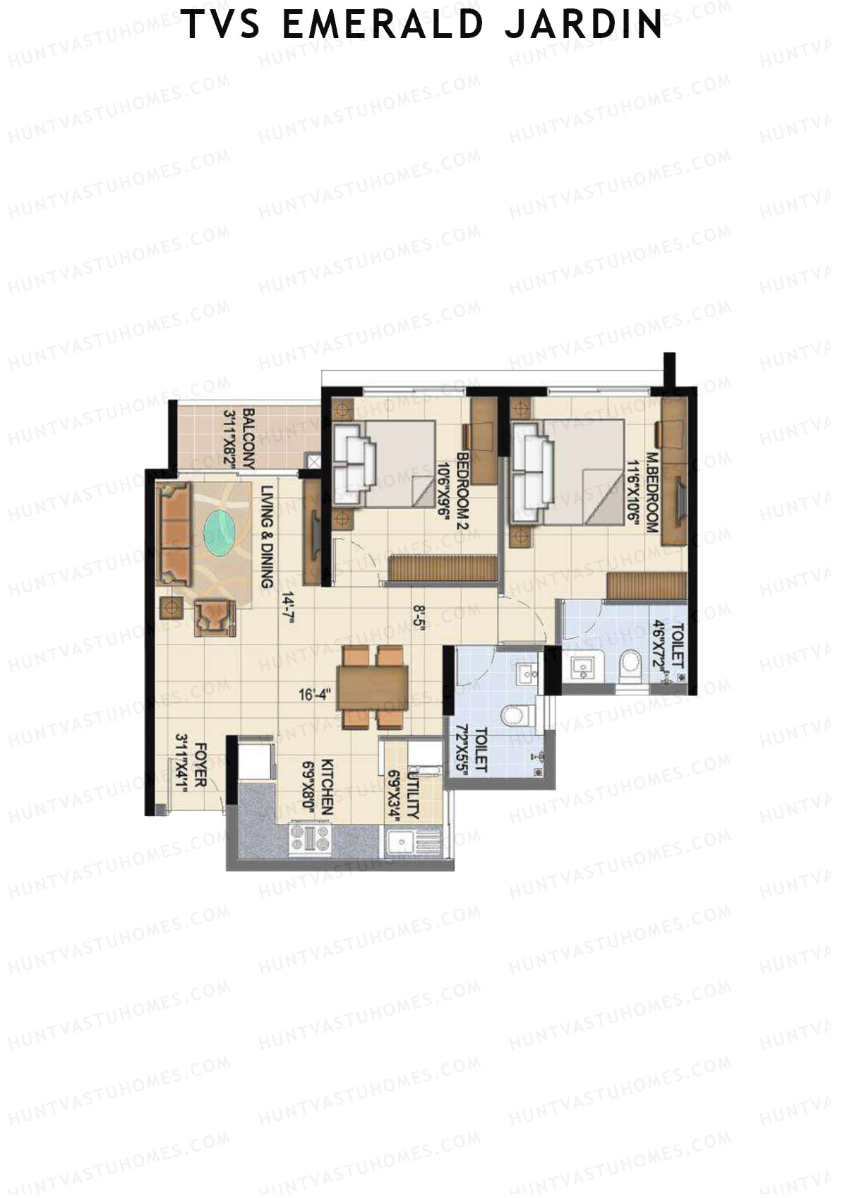 TVS Emerald Jardin Block B Unit 7 Floor Plan