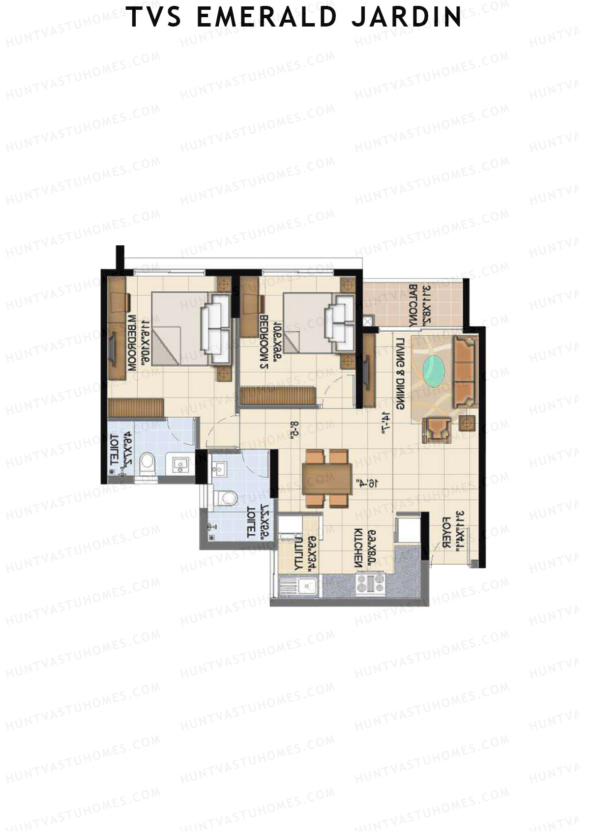 TVS Emerald Jardin Block B Unit 8 Floor Plan