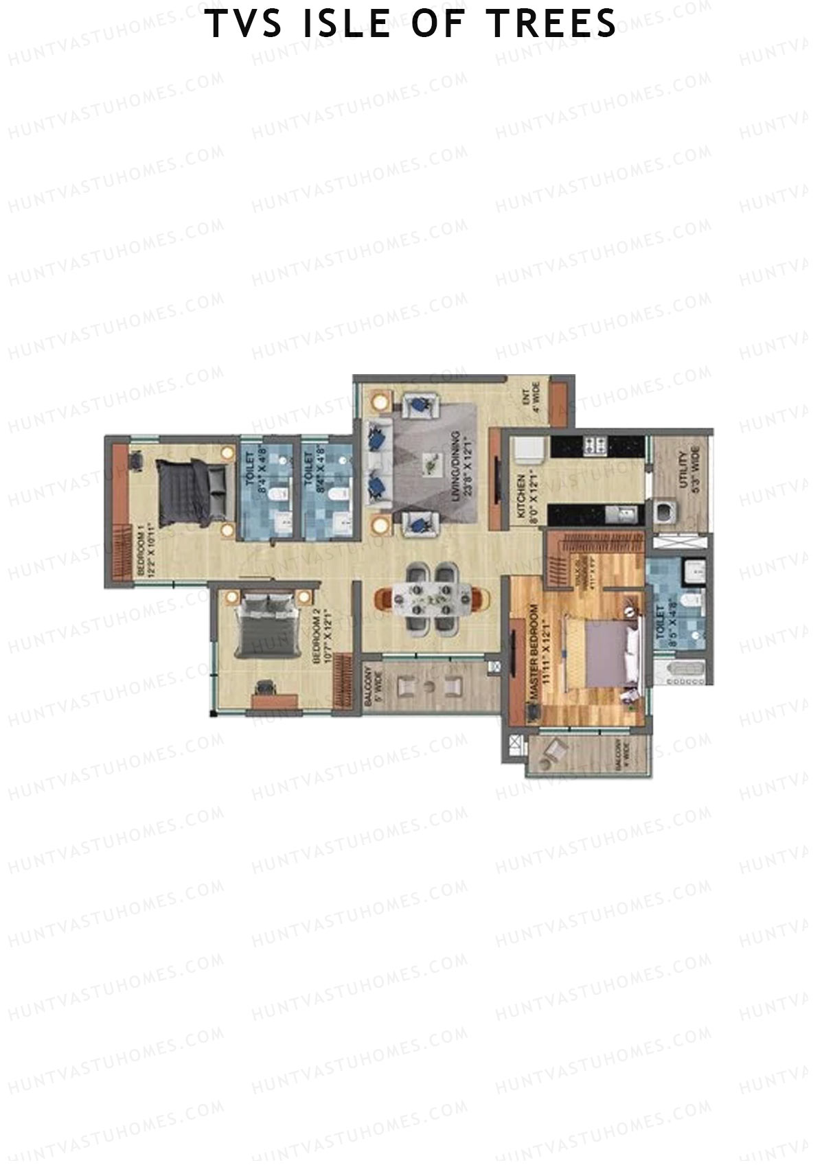 TVS Isle of Trees Tower B Unit 1 Floor Plan