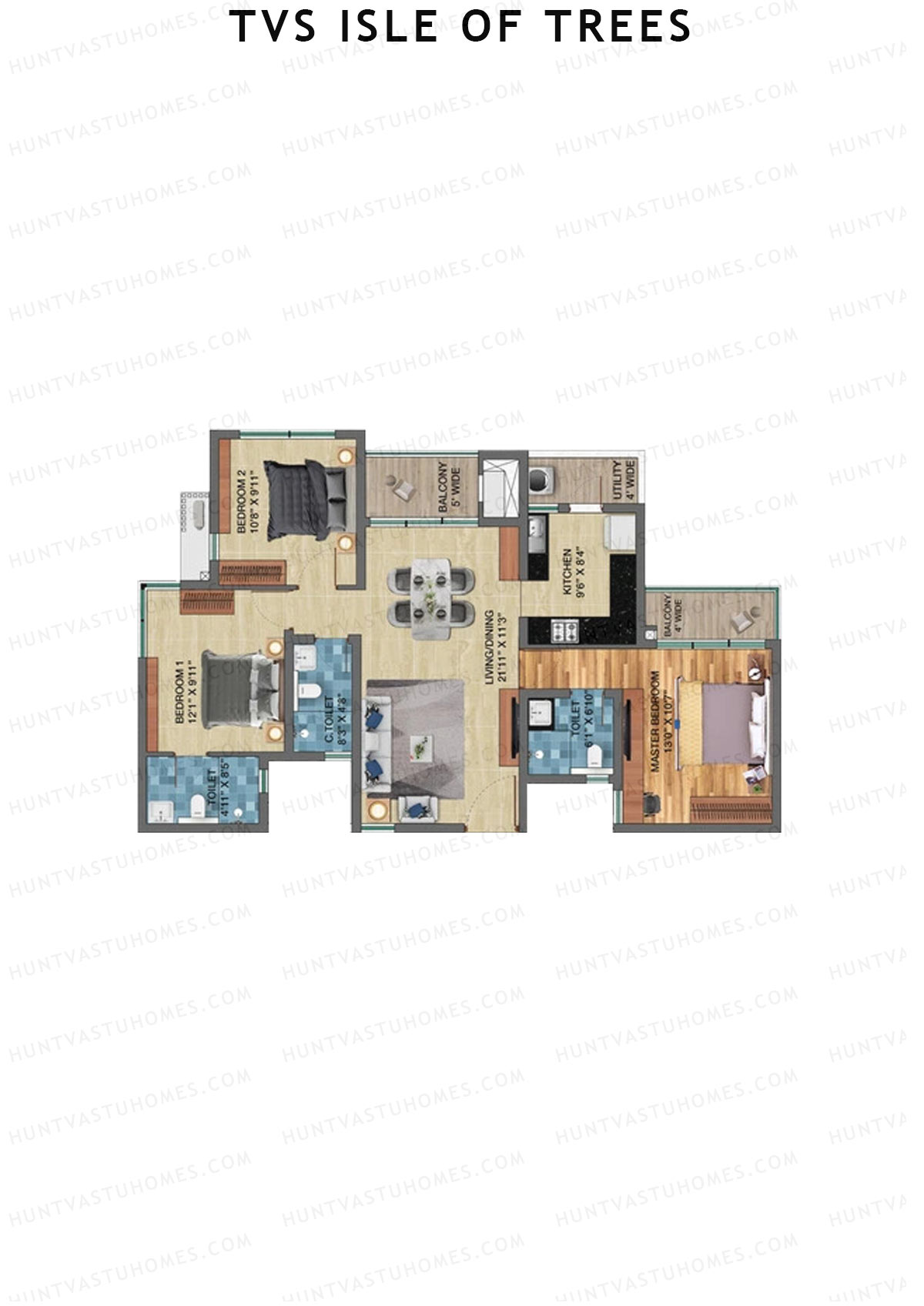 TVS Isle of Trees Tower B Unit 2 Floor Plan