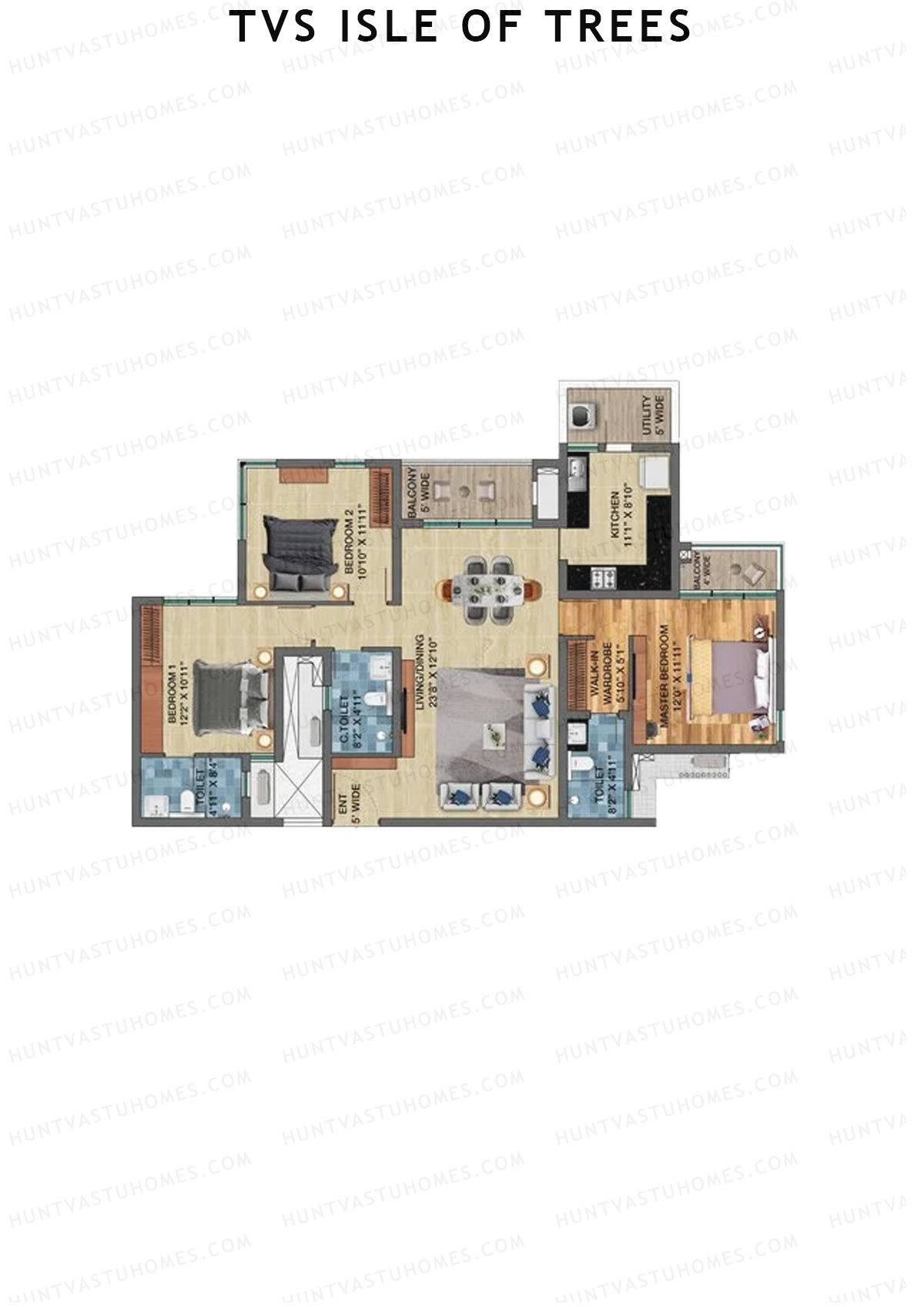 TVS Isle of Trees Tower B Unit 3 Floor Plan