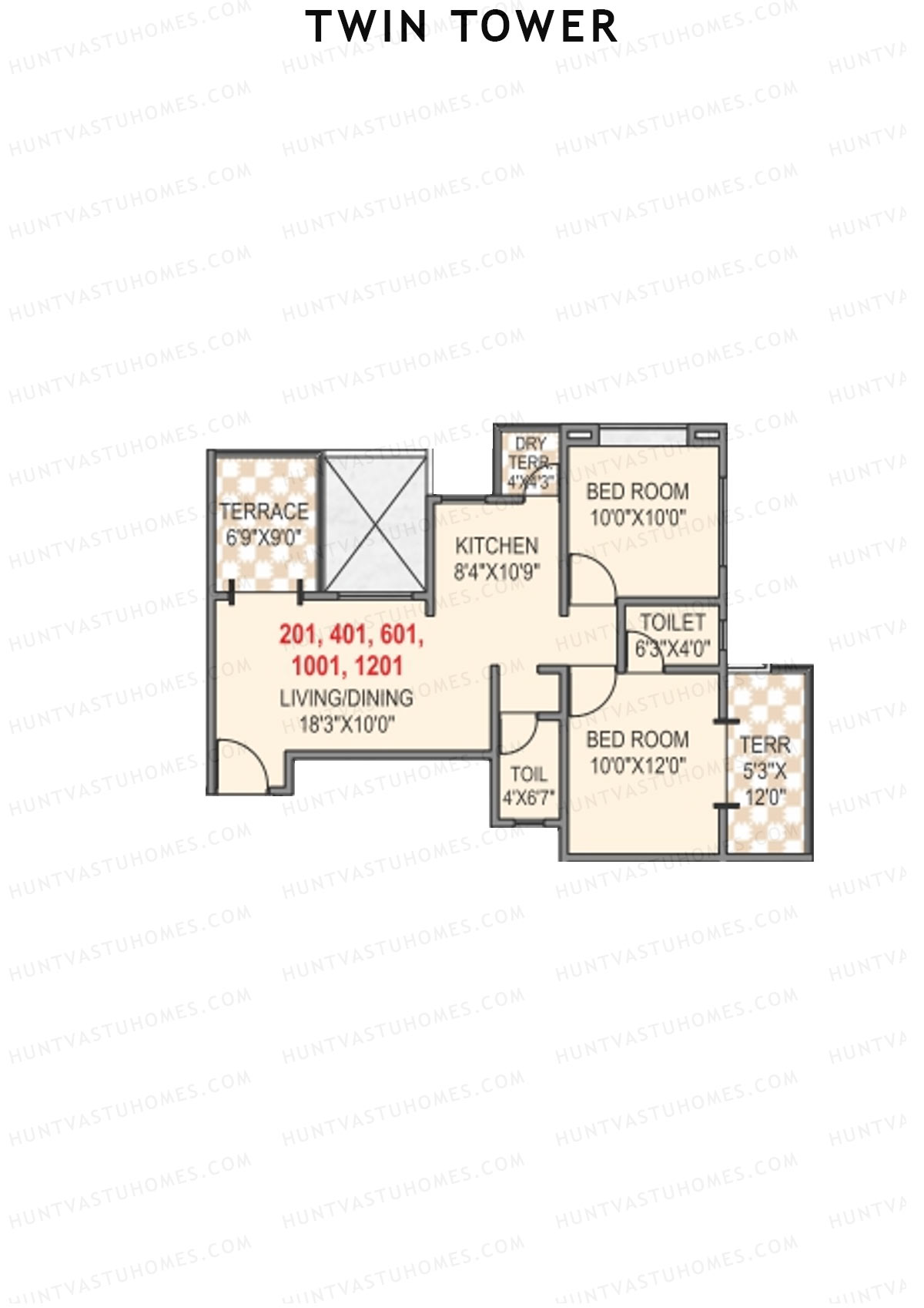 Twin tower Tower A Unit 1 Floor Plan