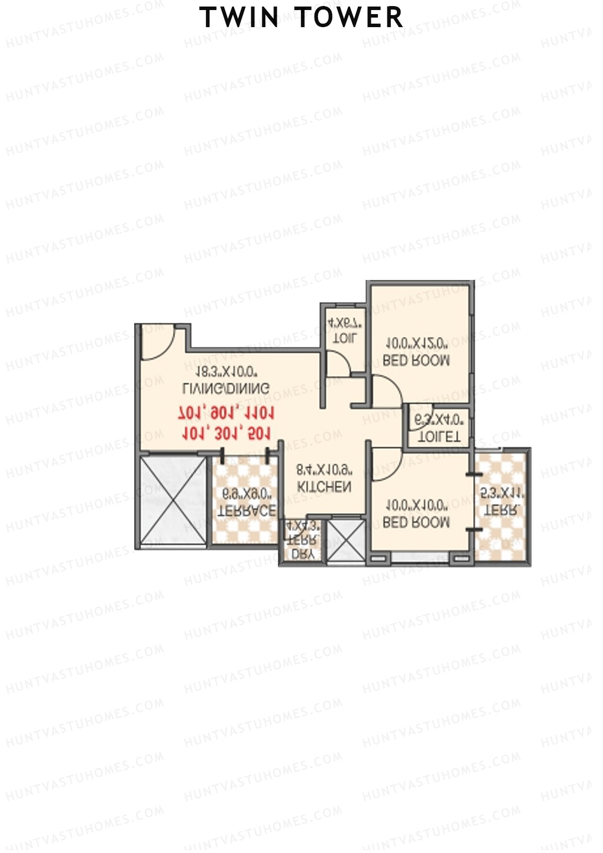 Twin tower Tower A Unit 2 Floor Plan