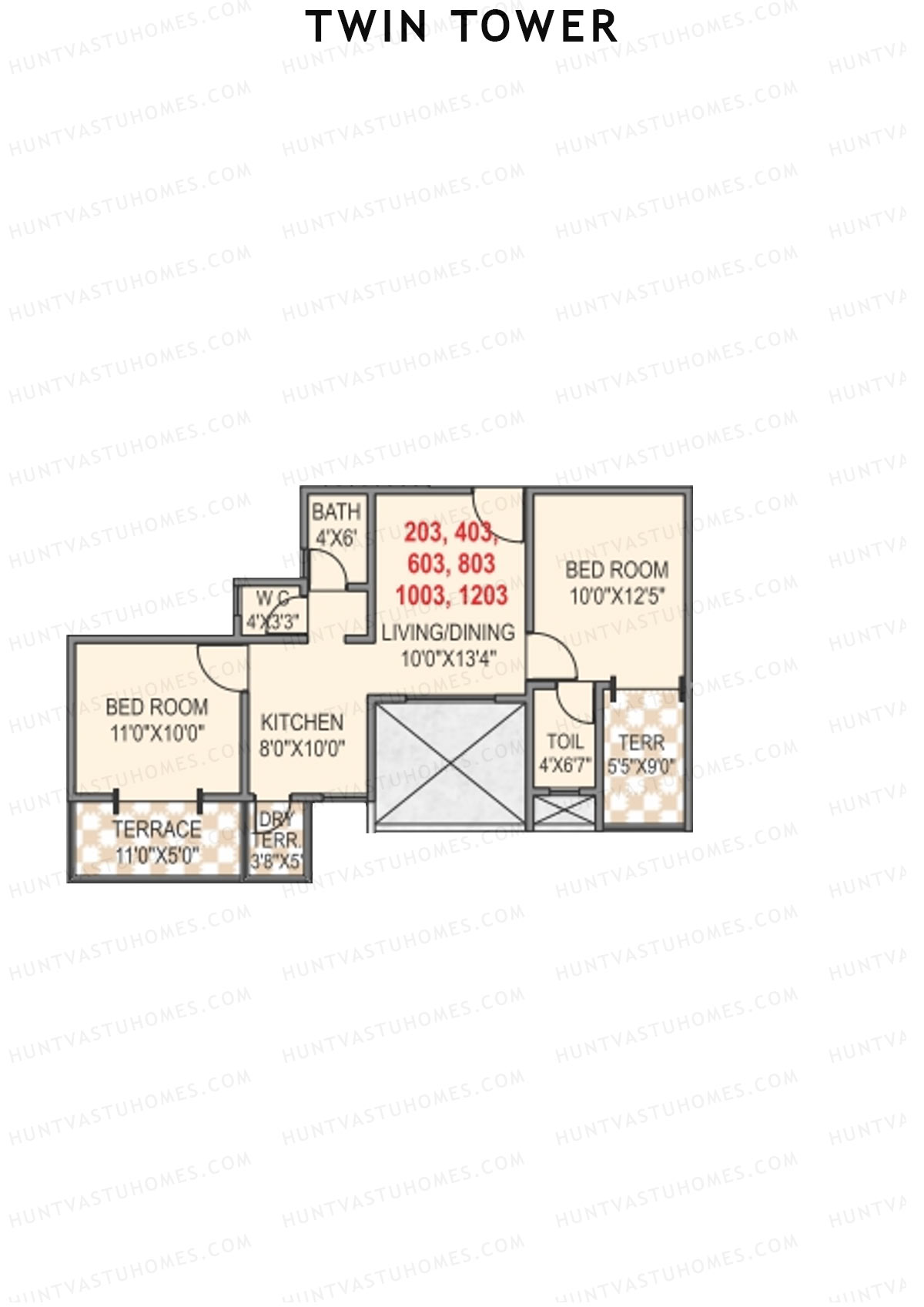Twin tower Tower A Unit 3 Floor Plan