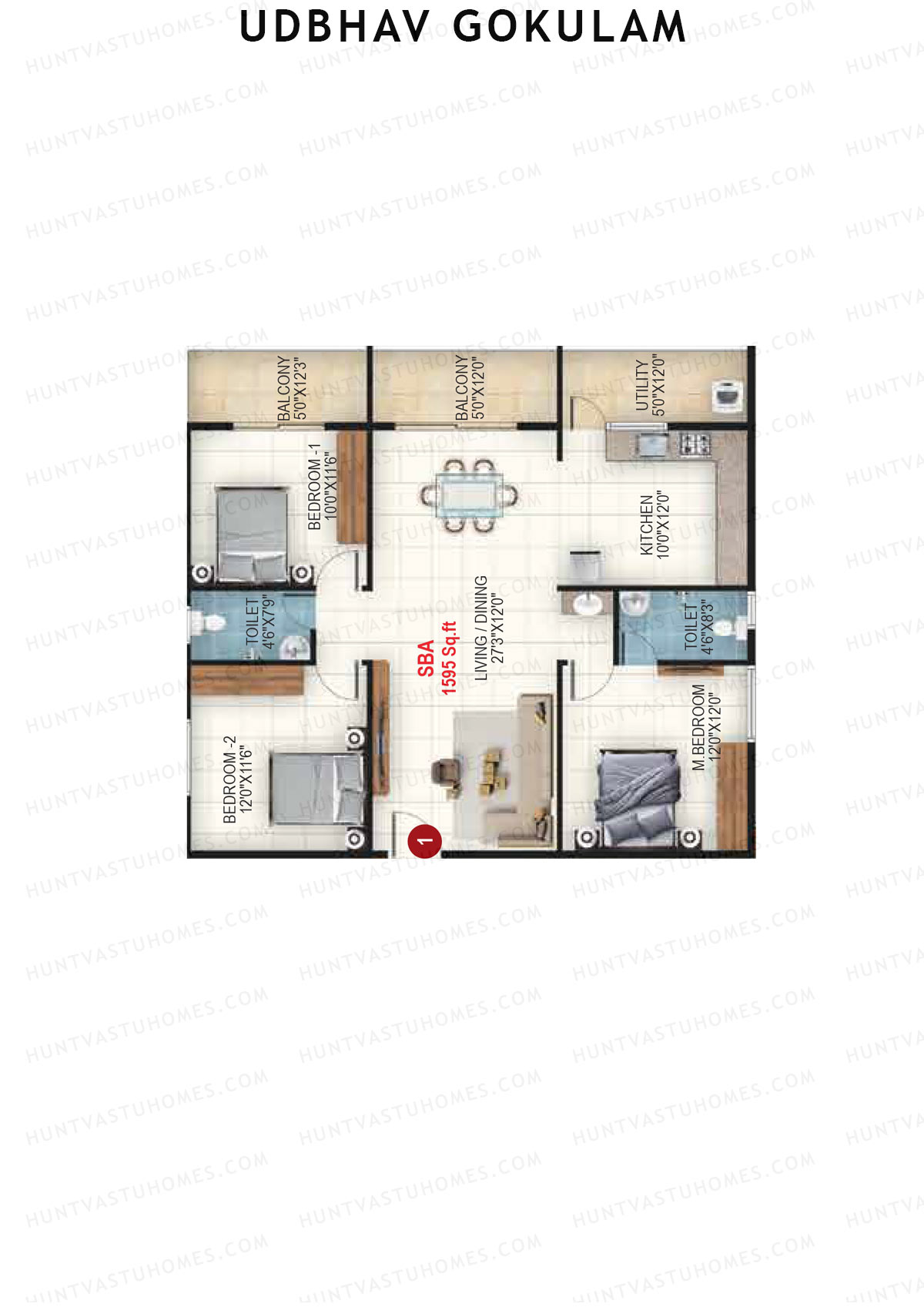 Udbhav Gokulam Block A Wing 1 Unit 1 Floor Plan