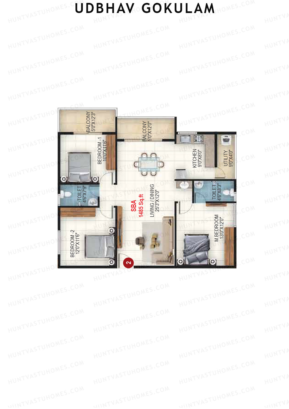 Udbhav Gokulam Block A Wing 1 Unit 2 Floor Plan