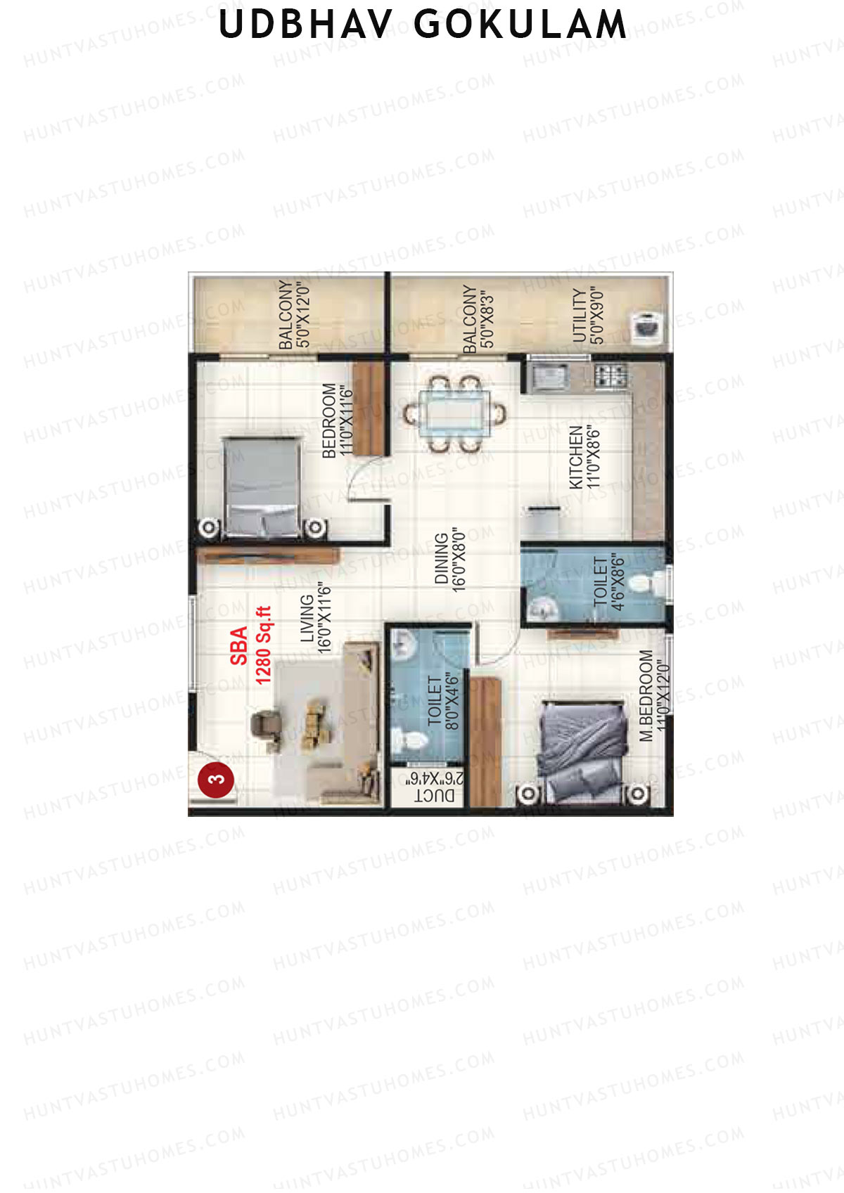 Udbhav Gokulam Block A Wing 1 Unit 3 Floor Plan