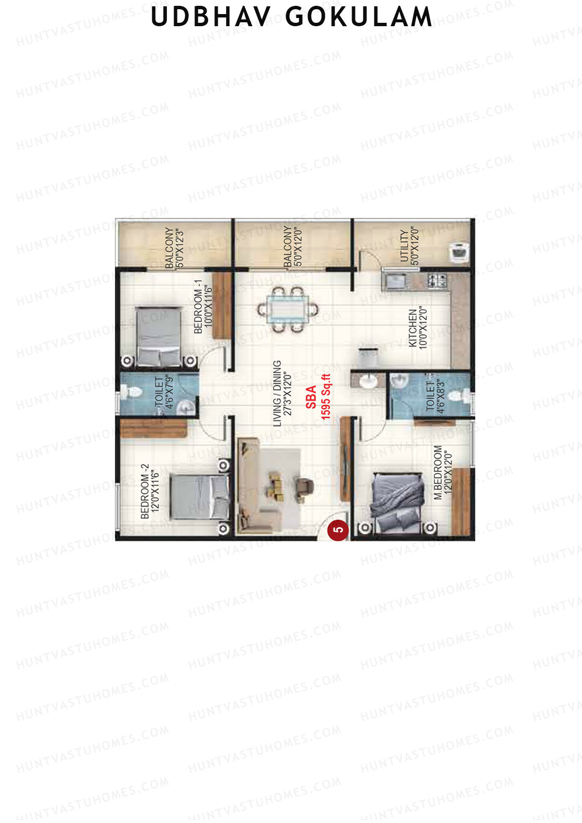 Udbhav Gokulam Block A Wing 1 Unit 5 Floor Plan
