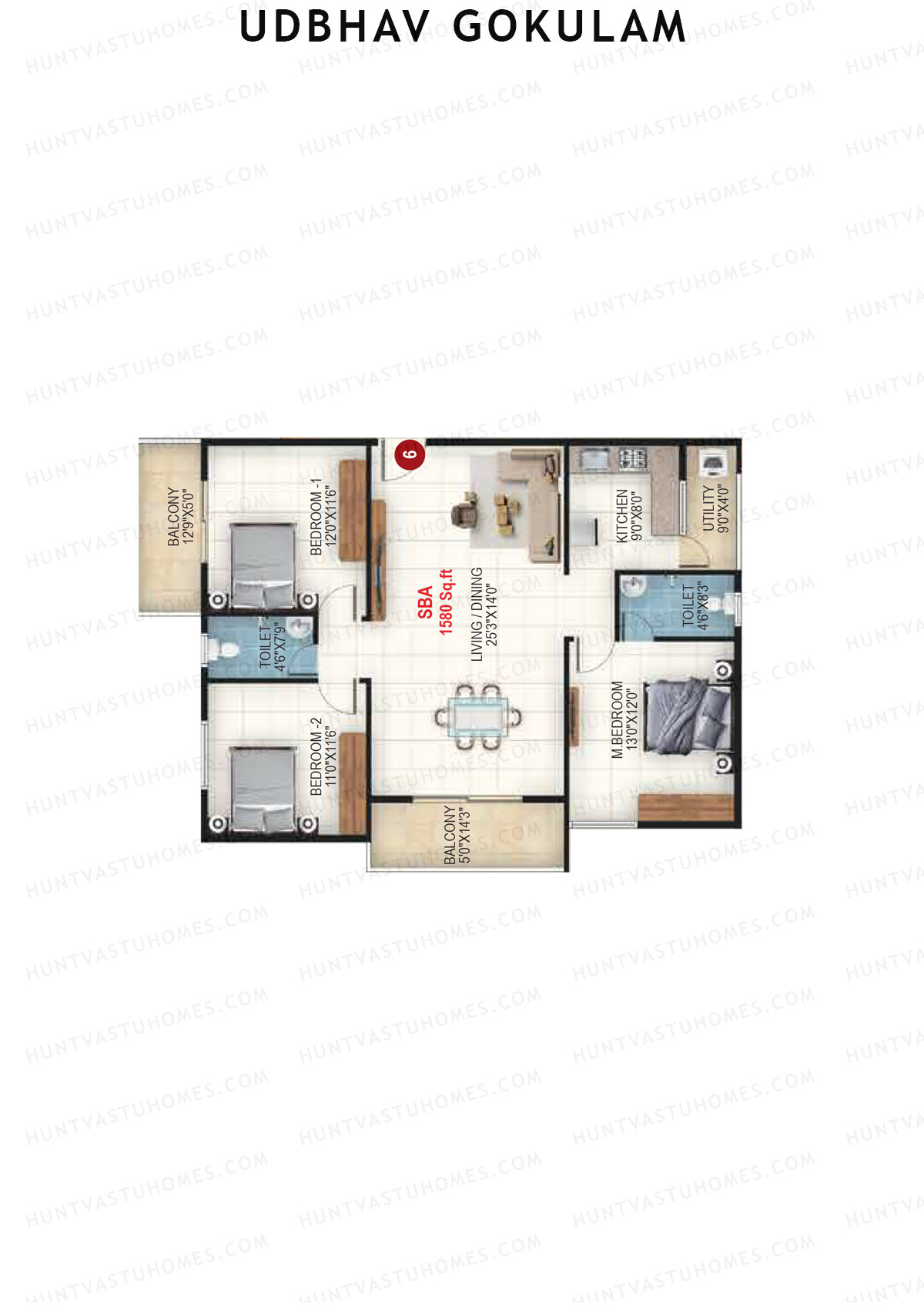Udbhav Gokulam Block A Wing 1 Unit 6 Floor Plan