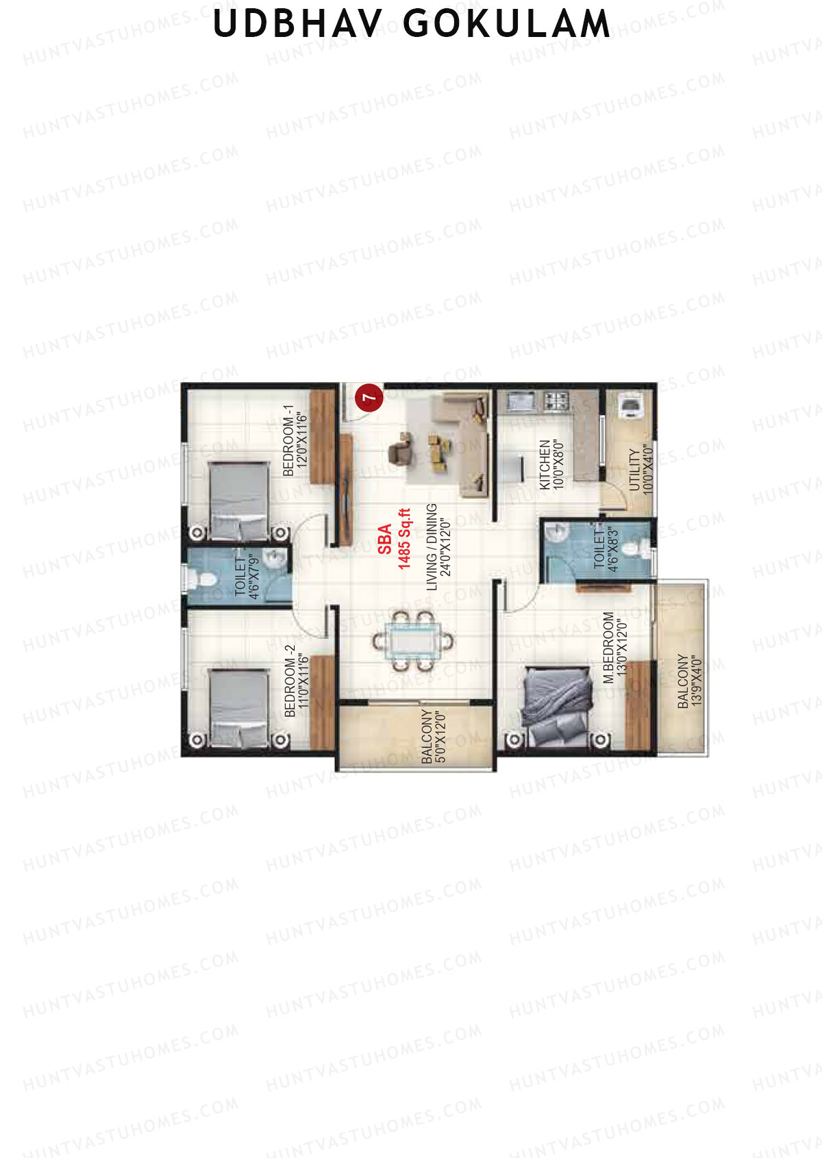 Udbhav Gokulam Block A Wing 1 Unit 7 Floor Plan