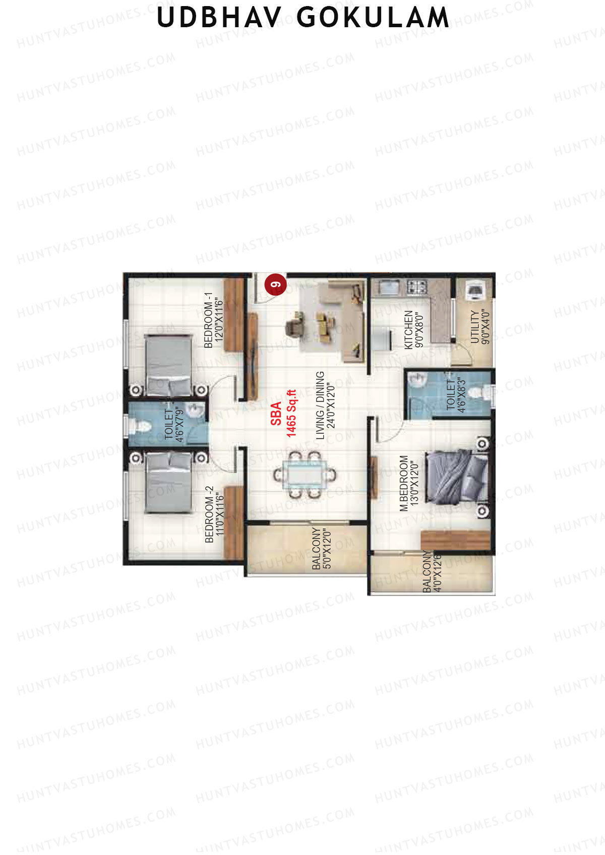 Udbhav Gokulam Block A Wing 1 Unit 8 Floor Plan