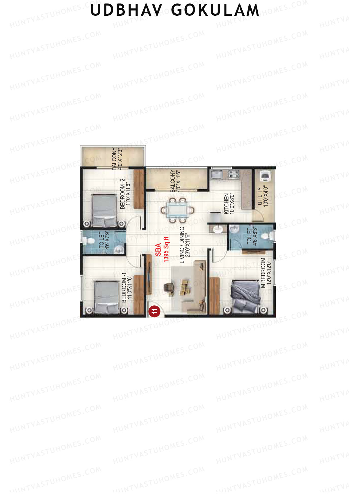 Udbhav Gokulam Block B Wing 1 Unit 11 Floor Plan