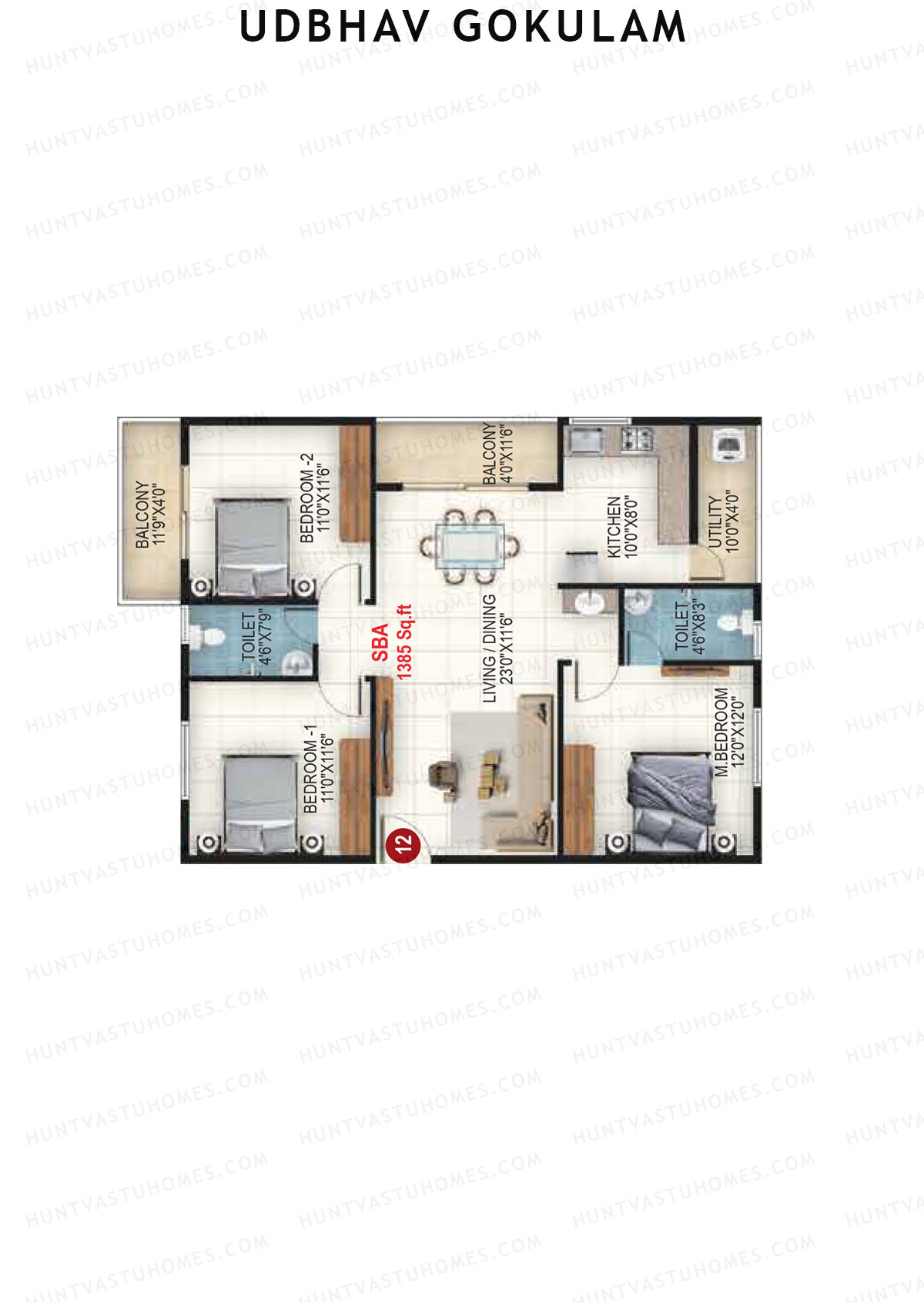 Udbhav Gokulam Block B Wing 1 Unit 12 Floor Plan