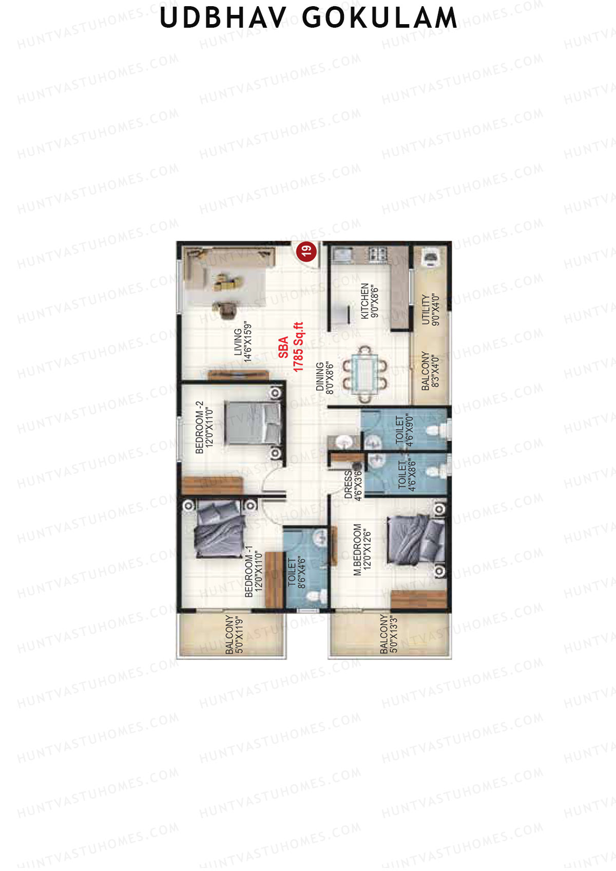 Udbhav Gokulam Block C Wing 2 Unit 19 Floor Plan