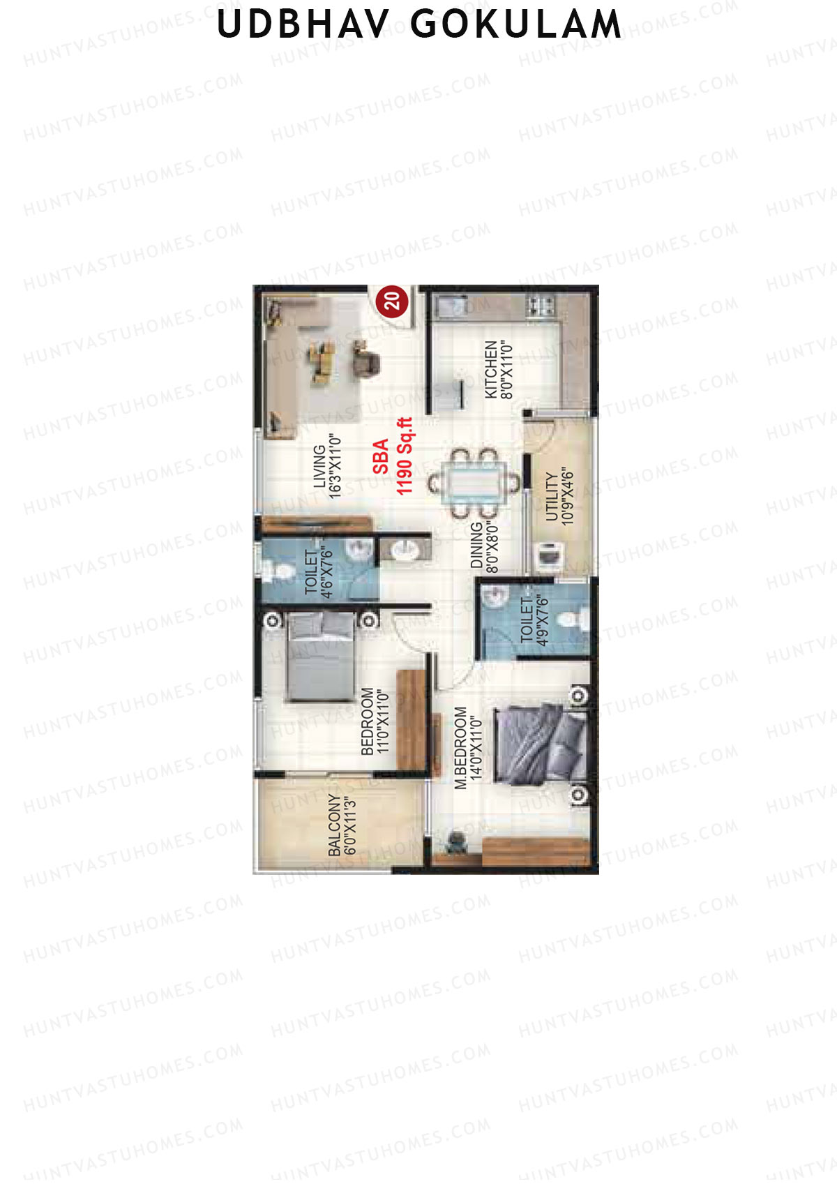 Udbhav Gokulam Block C Wing 2 Unit 20 Floor Plan