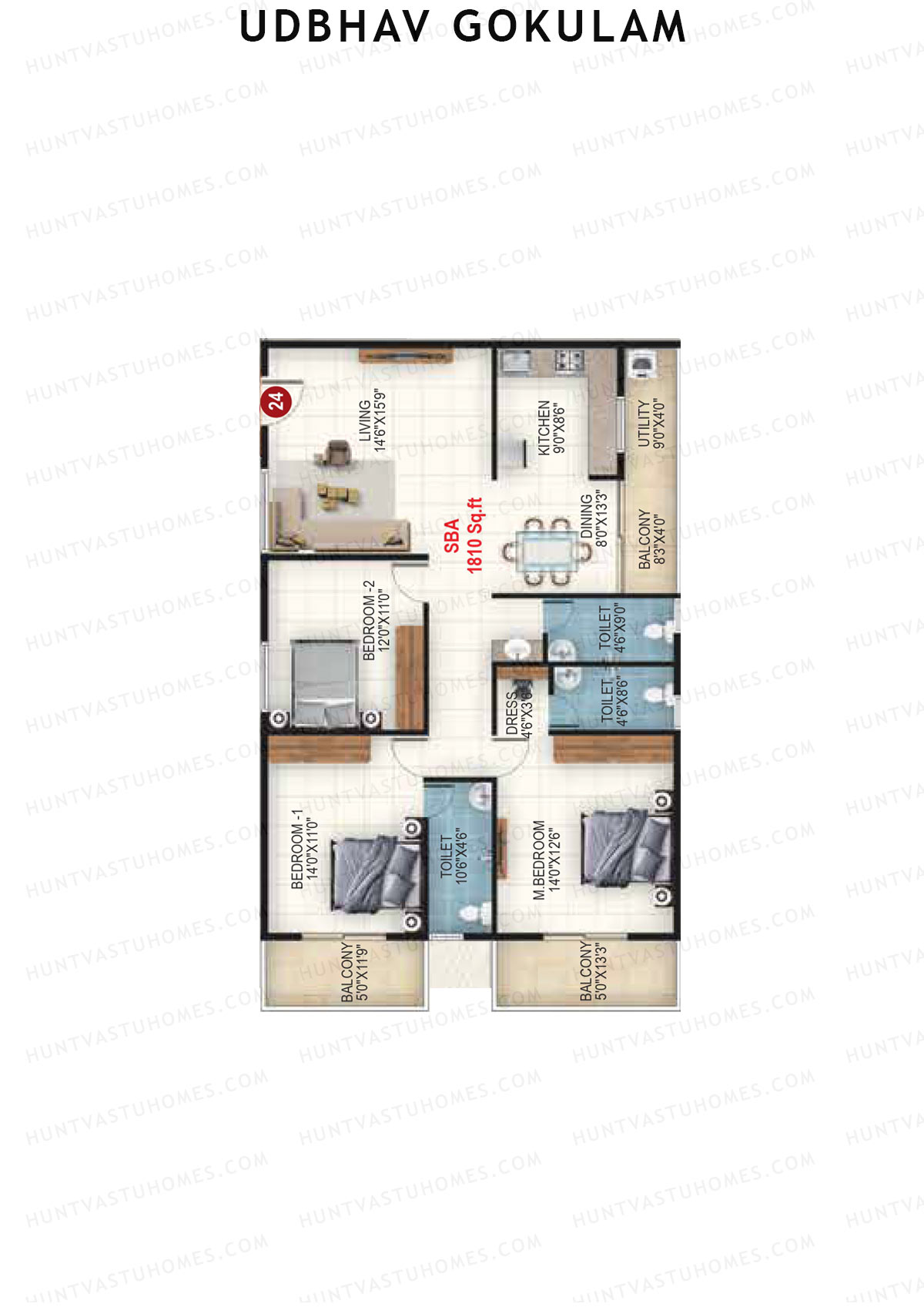 Udbhav Gokulam Block C Wing 2 Unit 24 Floor Plan